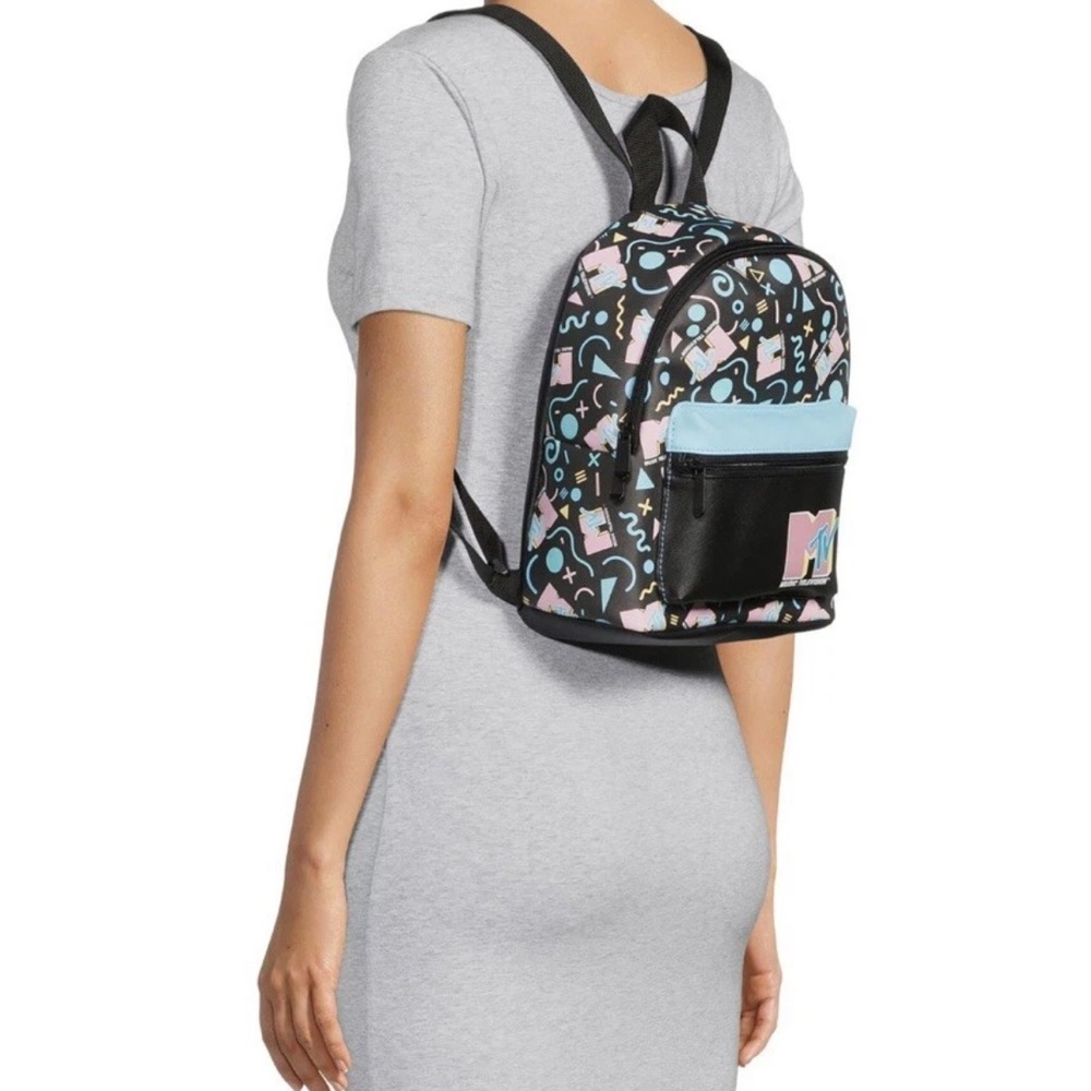 MTV Mini Backpack with Fun Black and Multi Colored Accents - Picture 6 of 6